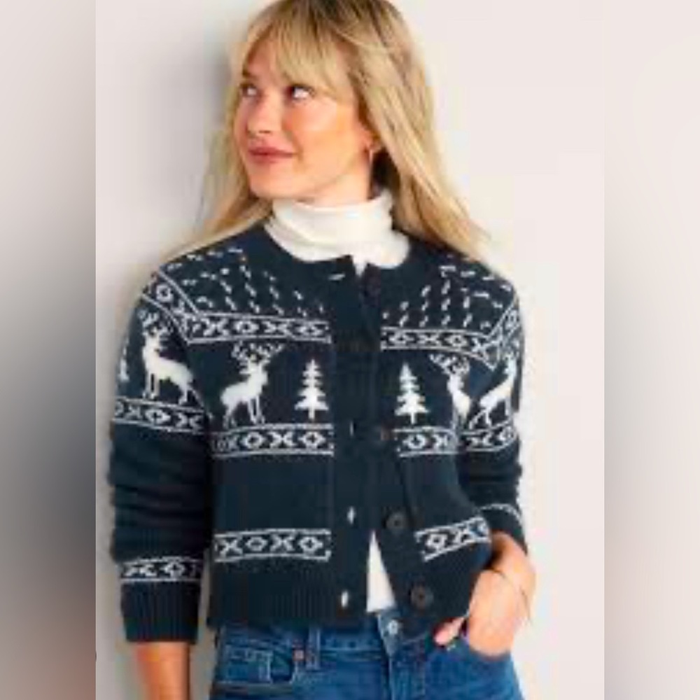 Old Navy Fair Isle Cropped Cardigan